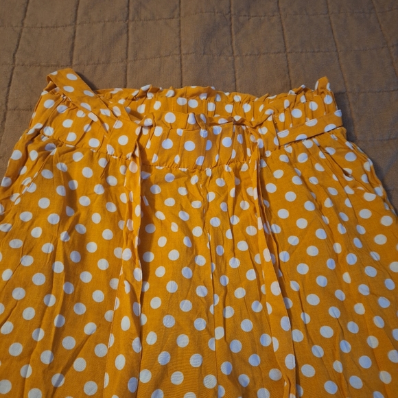 Loose polyester Indero yellow 💛 white polka dots pants size L/XL - Picture 3 of 7